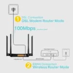 ⁦راوتر ومودم VDSL وADSL لاسلكي من تي بي لينك AC1200 ارتشر VR300- اسود⁩ - الصورة ⁦5⁩
