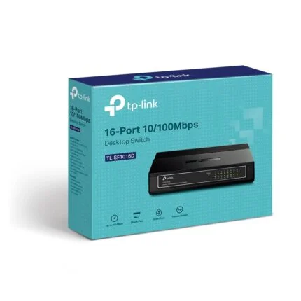 tp-link 16 Port 10/100Mbps Fast Ethernet Switch | Desktop or Wall-Mounting | Plastic Case Ethernet Splitter | Unshielded Network Switch | Plug and Play | Fanless Quiet | Unmanaged (TL-SF1016D)