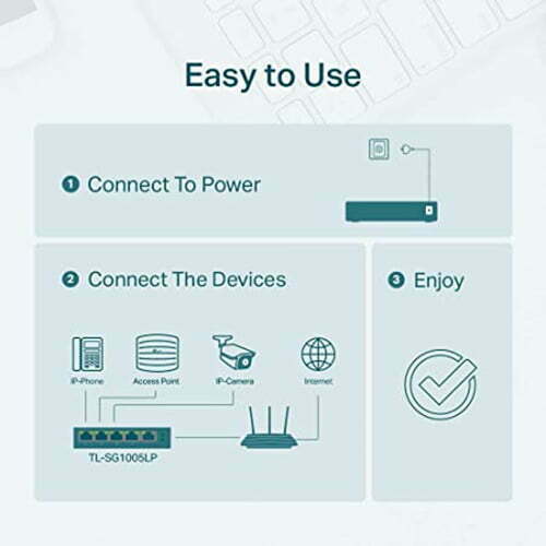 TP-Link-5-PORT-GIGABIT-DESKTOP-SWITCH-WITH-4-PORT-POE-3.jpg TP-Link TL-SG1005LP 5-PORT GIGABIT DESKTOP SWITCH WITH 4-PORT POE+ - Image 2