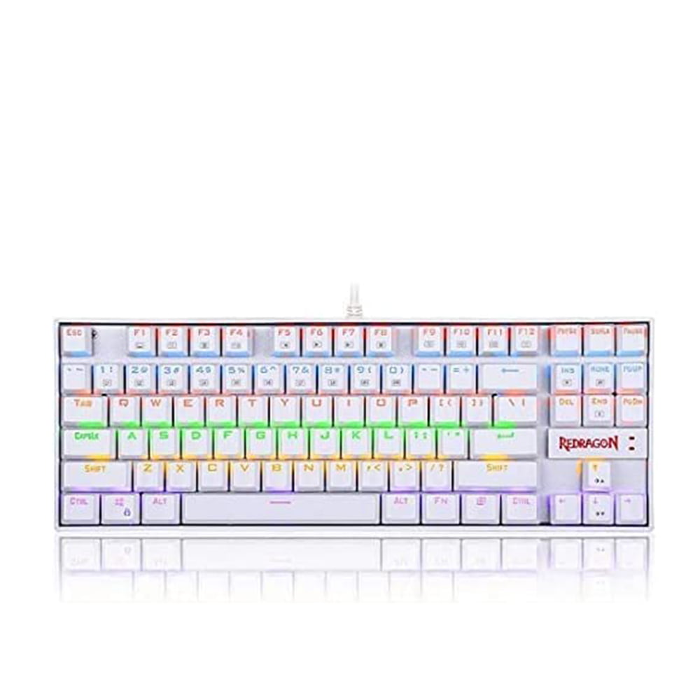 41aIajG+1KL._AC_ كيبورد للالعاب K552 بألوان قوسح قزح من ريدراجون - مفتاح ازرق - تصميم 87 مفتاح TKL - لون ابيض - الصورة 1