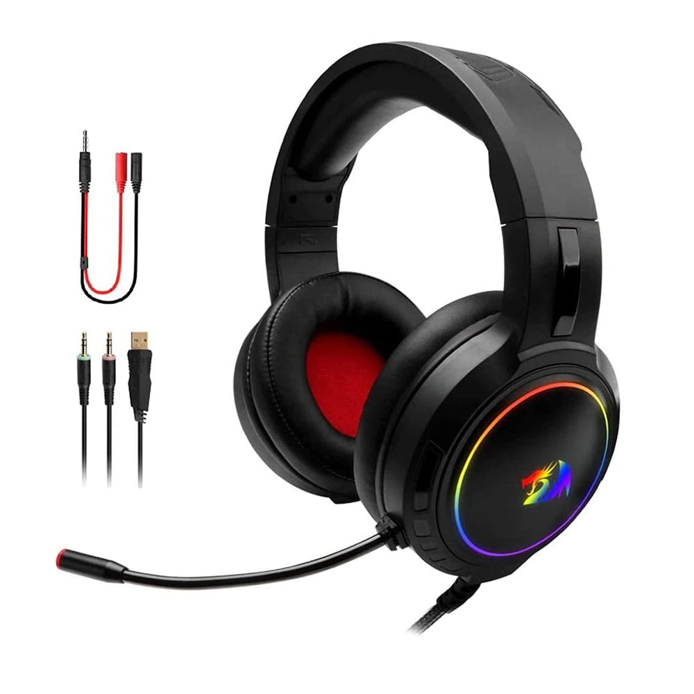 51L3f6a-3VS._AC_SL1000_ سماعة H270-RGB فوق الاذن أوس العاب ب 2 جاك 3.5 ملم ويو اس بي للإضاءة الليد تصلح للكمبيوتر ريددراجونMento H270 أسود - الصورة 1