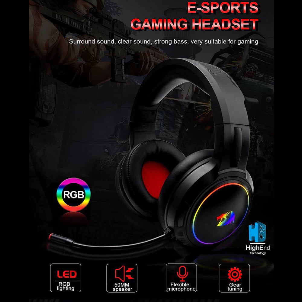 618DTHYYCYS._AC_SL1296_ سماعة H270-RGB فوق الاذن أوس العاب ب 2 جاك 3.5 ملم ويو اس بي للإضاءة الليد تصلح للكمبيوتر ريددراجونMento H270 أسود - الصورة 5