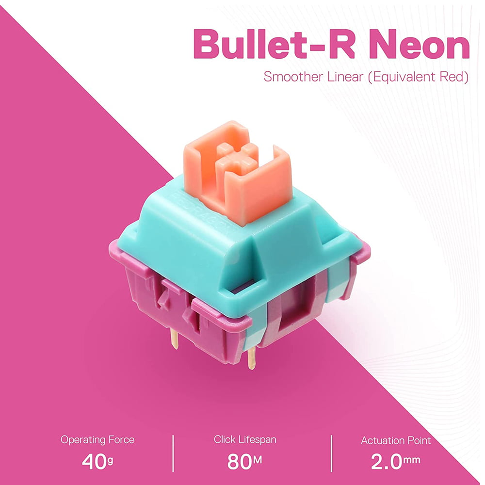 61EropslZbL._AC_SL1500_ Redragon A113 Bullet-R Linear Mechanical Switch, 3-Pin Plate Mounted Red Switches Equivalent, Hot-Swappable DIY Keyboard Quiet Switch Mod, 80 Million Click(24 pcs Switches, Keycap + Switch Puller) - Image 3