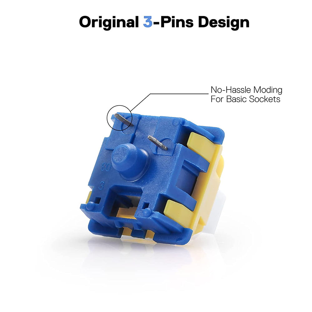 61IsbGJ21KL._SL1500_ Redragon A113 Bullet-B Tactile Mechanical Switch, 3-Pin Plate Mounted Blue Switches Equivalent, Hot-Swappable DIY Keyboard Clicky Switch Mod, 50 Million Click(24 pcs Switches, Keycap + Switch Puller) - Image 4