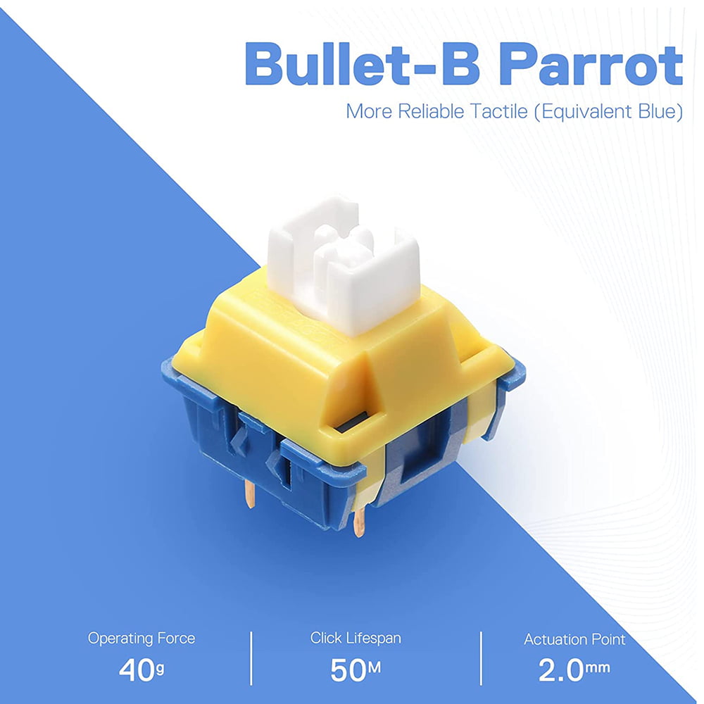 61dqO1DkShL._SL1500_ Redragon A113 Bullet-B Tactile Mechanical Switch, 3-Pin Plate Mounted Blue Switches Equivalent, Hot-Swappable DIY Keyboard Clicky Switch Mod, 50 Million Click(24 pcs Switches, Keycap + Switch Puller) - Image 3