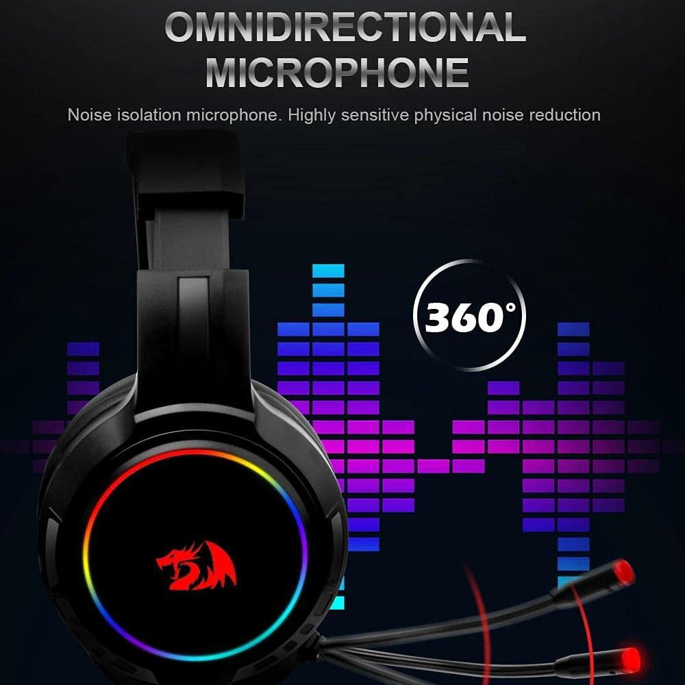 61gi+HjzRVS._AC_SL1185_ سماعة H270-RGB فوق الاذن أوس العاب ب 2 جاك 3.5 ملم ويو اس بي للإضاءة الليد تصلح للكمبيوتر ريددراجونMento H270 أسود - الصورة 3