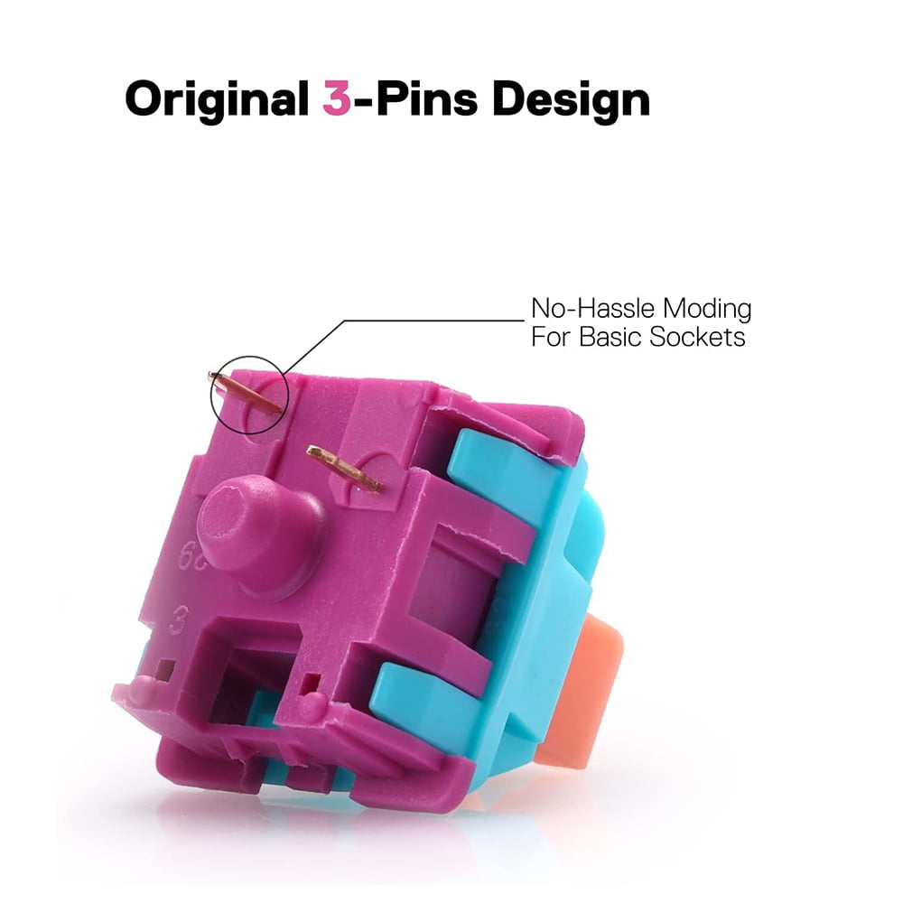 61o04hkNeOL._AC_SL1500_ Redragon A113 Bullet-R Linear Mechanical Switch, 3-Pin Plate Mounted Red Switches Equivalent, Hot-Swappable DIY Keyboard Quiet Switch Mod, 80 Million Click(24 pcs Switches, Keycap + Switch Puller) - Image 4