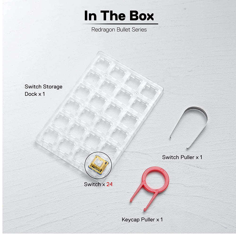 71HPJQJKUSL._SL1500_ Redragon A113 Bullet-B Tactile Mechanical Switch, 3-Pin Plate Mounted Blue Switches Equivalent, Hot-Swappable DIY Keyboard Clicky Switch Mod, 50 Million Click(24 pcs Switches, Keycap + Switch Puller) - Image 7