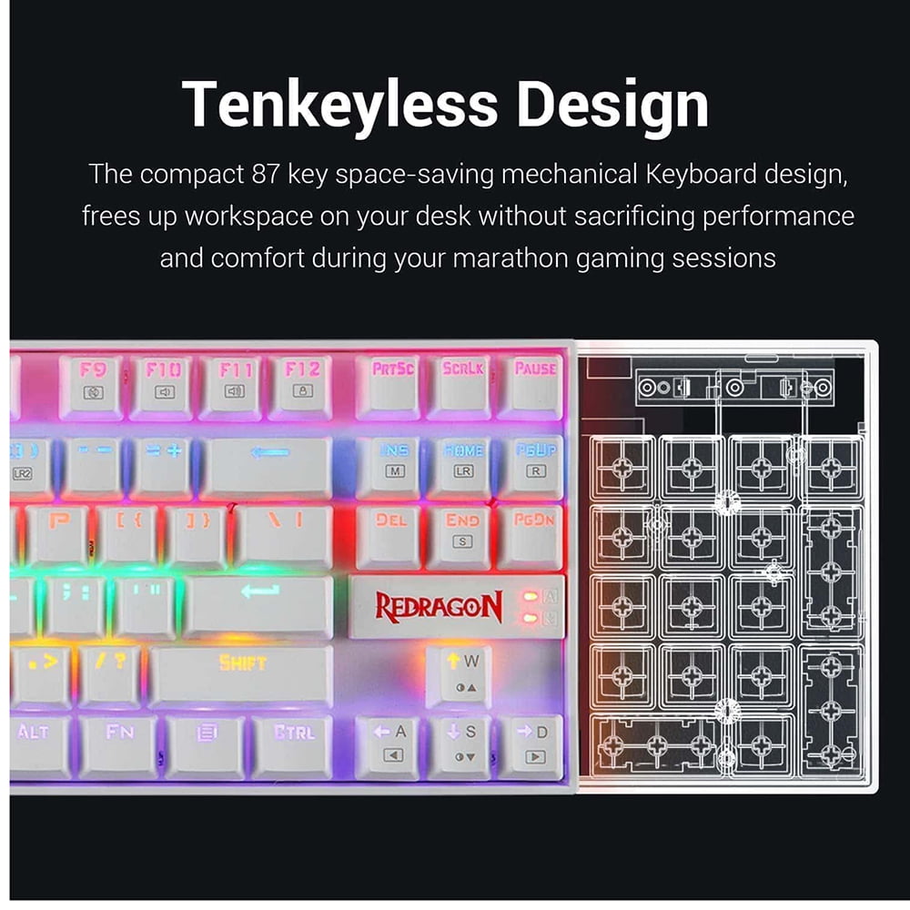 71dJM5qYQvL._AC_SL1500_ كيبورد للالعاب K552 بألوان قوسح قزح من ريدراجون - مفتاح ازرق - تصميم 87 مفتاح TKL - لون ابيض - الصورة 7