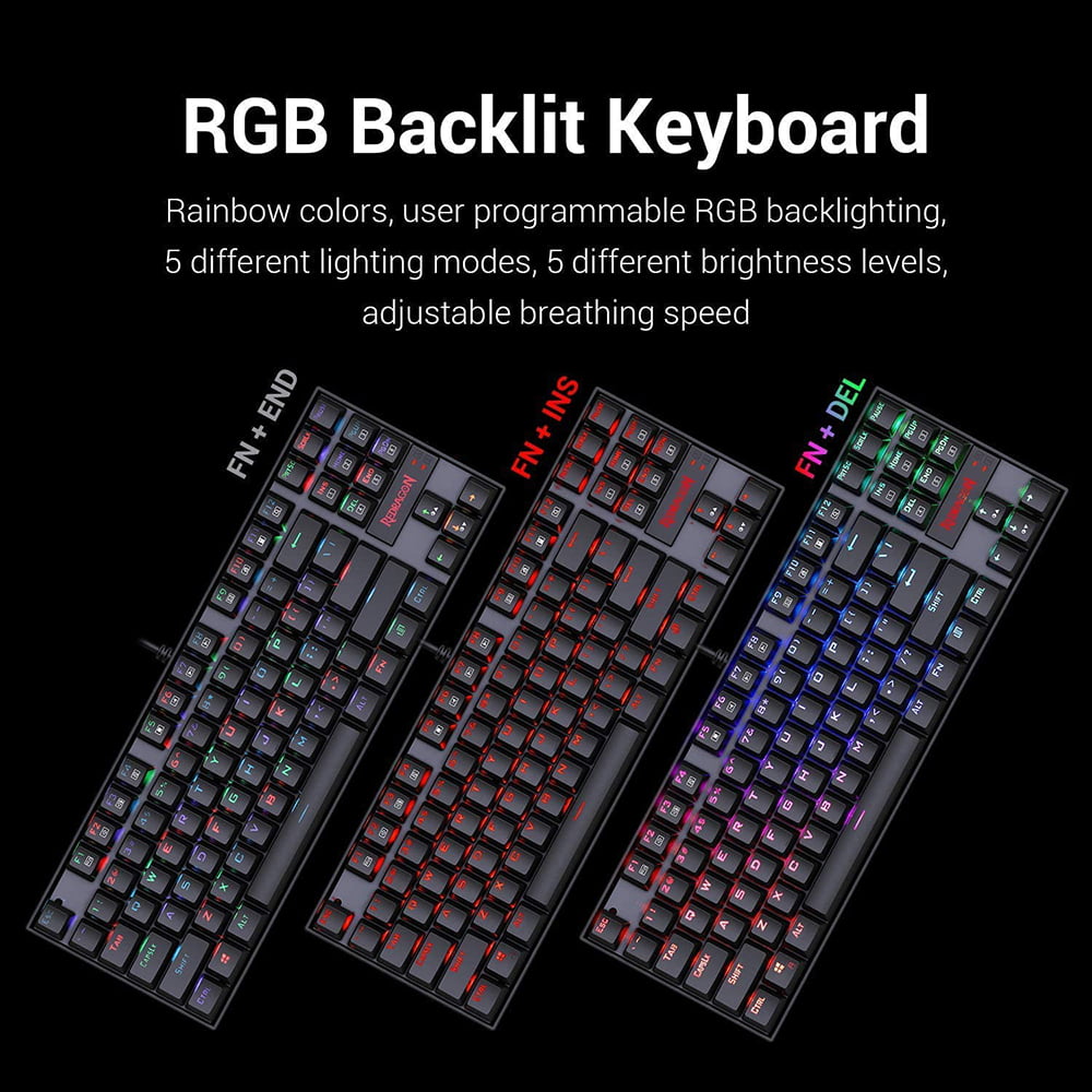 818CjnUK-yL._AC_SL1500_ REDRAGON K552 RGB KUMARA Mechanical Gaming Keyboard - Blue Switches - Full RGB LED Lighting - Black - Image 2