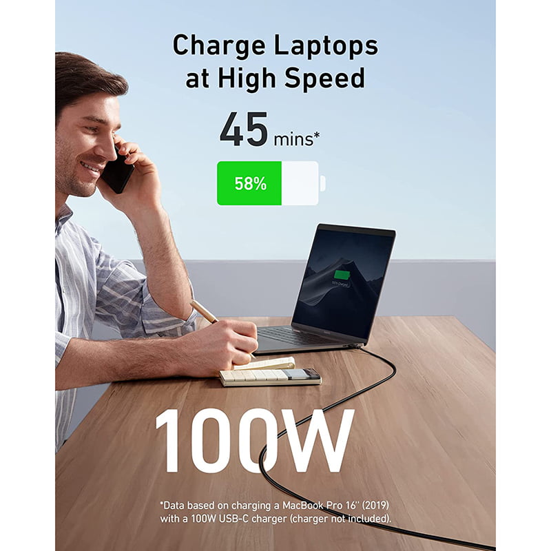 71SOyVlCV8L._AC_SL1500_ كابل شحن 2.0 باورلاين III طول 6 قدم. نوعه USB C الى USB C من انكر بقدرة 100 وات - الصورة 3