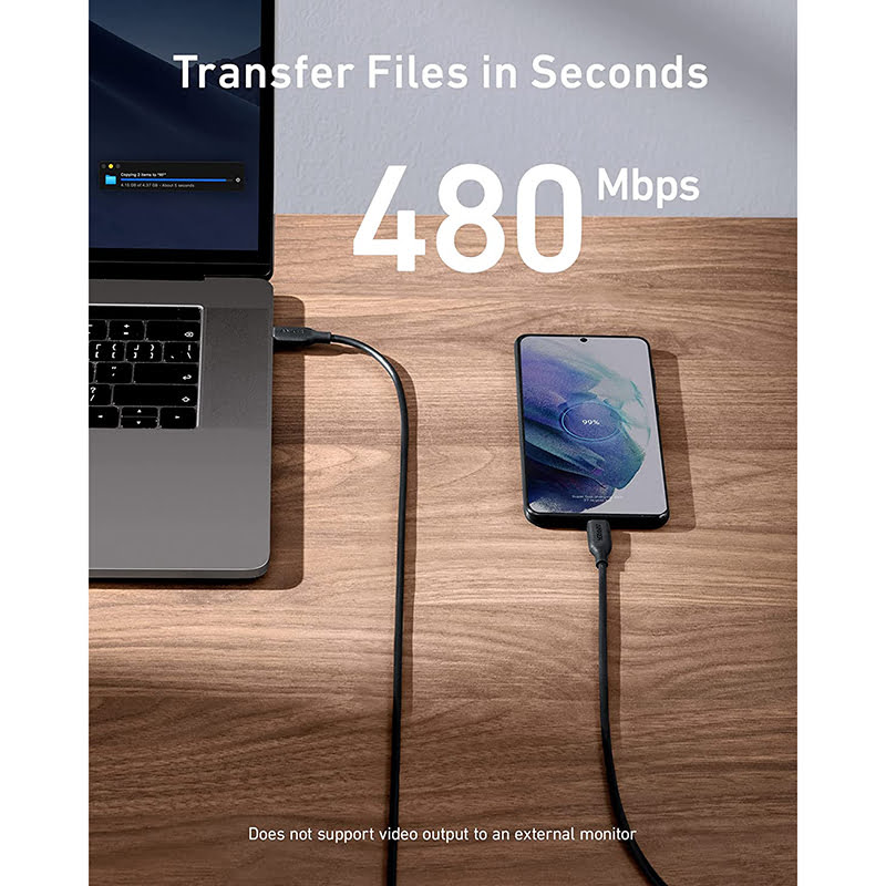 816fiUA4nML._AC_SL1500_ كابل شحن 2.0 باورلاين III طول 6 قدم. نوعه USB C الى USB C من انكر بقدرة 100 وات - الصورة 5