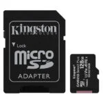 Kingston طاقة ذاكرة microSDXC كانفاس سيليكت بلس 128GB بسرعة قراءة 100 ميجابايت/ثانية A1 فئة 10 UHS-I + محول (SDCS2/128GB)